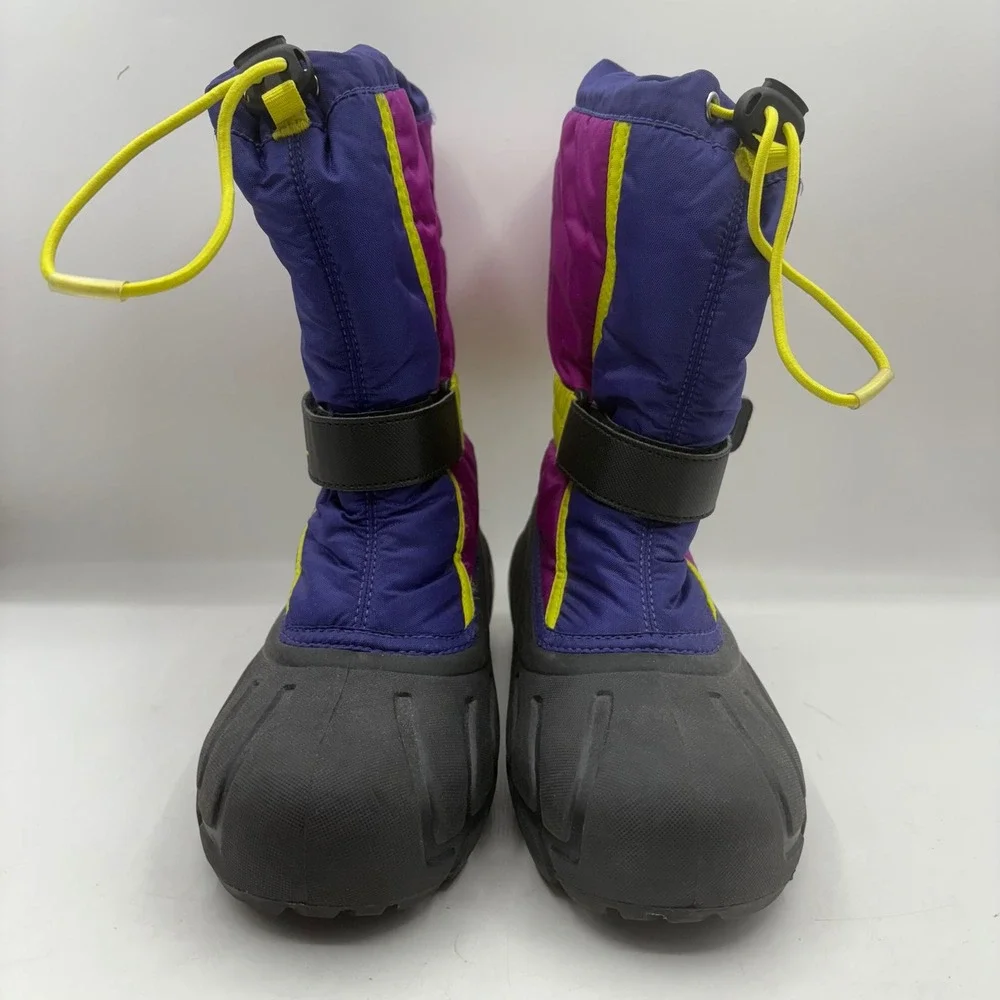 Sorel Flurry Youth Snow Boots Purple Magenta Yellow Size 4 Kids‎ Winter Warm